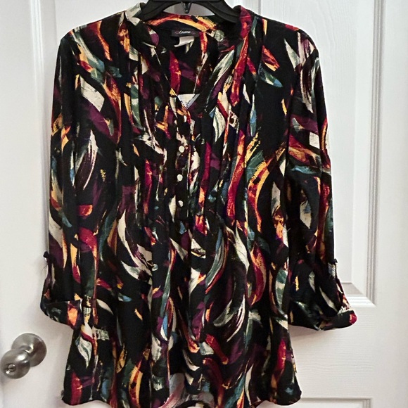 Cocomo Tops - Cocomo Vibrant Feather Print Blouse